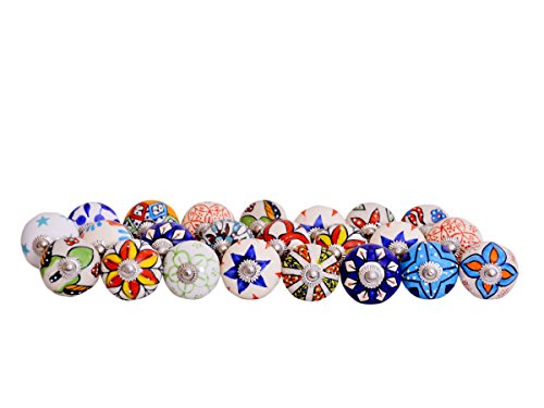 JGARTS 10 Knobs Hand Painted Ceramic Cabinet Drawer Pull (Multicolour)