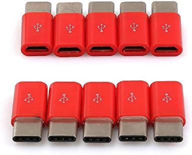 Youji® 10 Pack Micro USB Adapter to Type C 3.1 USB C OTG Adapter Converter for OTG enabled Smart Phones, Mouse, Game Pads-Red