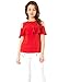 Aashish Fabrics Polycotton Red Ruffle Cold Shoulder Top RS.449.00