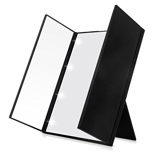 ABCTen Beauty kosmetisches Tri-Fold Spiegel 8 LED-Leuchten Eitelkeit Spiegel Faltbarer Beleuchteter Beleuchtung Schminkspiegel Reise
