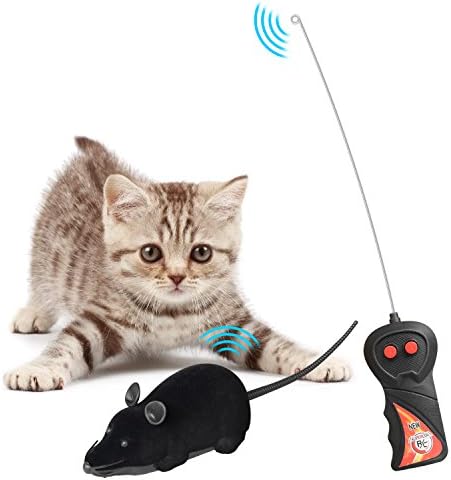 Abree Electronic Remote Control Rat Toy Wireless Controller RC Mouse for Pet Cat Dog Kid as Novelty Gift（Black）