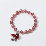 Thumby S925 Silber Armband Weiblichen Roten Kürbis Süße Erdbeer Kristall Armband Temperament Kristall, S925 Silberarmband, Einheitsgröße