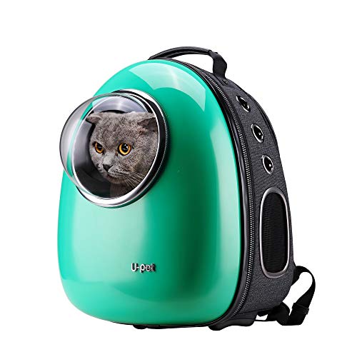 U-pet Sac à Dos de Chien Chat Transporteur avec Fenêtre de Bulle pour Voyage en Plein Air Utilisation Vert