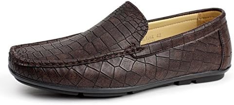 Mens Slip On Crocodile Pattern Loafers Driving Shoes Casual Smart Moccasin Style UKSize (UK 9 / EU 43, Dark Brown)