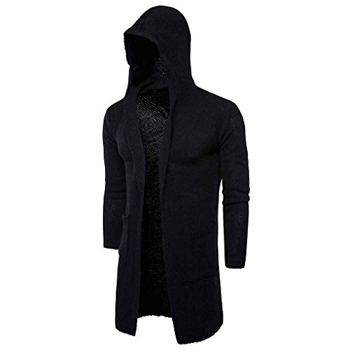 Korean Style Men Coat Slim Fit Hooded Knit Long Sweater