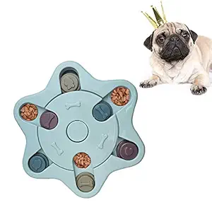 Andiker Dog Boredom Breaker Improve IQ, Puzzle Toy for Pet and Cat, Slow Feeder Treats Dispenser Interactive Toy to Hide and Seek Food (Blue)