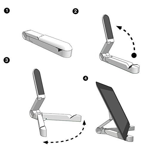 Tablets Ständer, Multi-Winkel Halter Tablet Für iPhone 6 Plus/6/5/5S/5C/4/4S Smartphone, iPad Air 2/1,iPad Pro,iPad 4/3/2, iPad Mini 3/2/1, Samsung Galaxy Tab S6 S5 S4 S3 S4 Phone, LG, e-book, E-Readers,Kindle Fire,Cellphone,Weiß Farbe iPad Ständer - 4