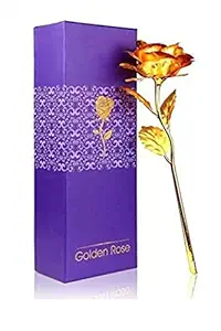 Kids Dukaan Luxury Decorative 24k Gold Plated Artificial Golden Rose with Box ( Valentines Day, Anniversary & Birthday Gift (9.5 Inchs)