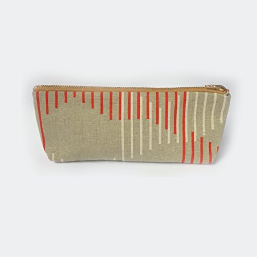Pencil Case, Minimalist Pencil Pouch, Canvas, Red, Khaki, Unisex, Geometric, Unisex