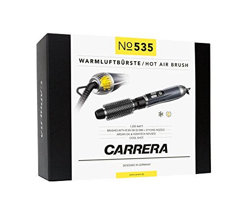 CARRERA 535 Warmluftbürste mit einziehbaren Borsten | 1.200W, Keramikbeschichtung, Ionen, Arganöl und Keratin, 3 Heizstufen und Kaltluft - 5