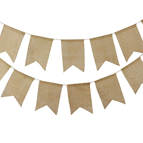4.4M/14Feet Jute Hessischen Bunting Schöne Leinen Vintage Banner Flag Wimpel Girlande für Hochzeitsfest-Dekoration - 3