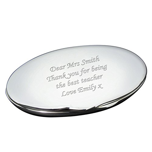 Personalised Silver Oval Handbag Compact Mirror Engraved