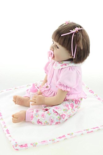 Nicery Reborn Baby Doll Soft Silicone Vinyl 22inch 55cm Magnetic Mouth Lifelike Boy Girl Toy Pink Elephant