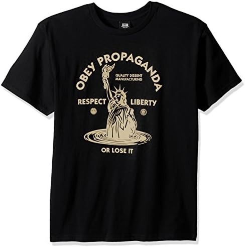 OBEY Men's Lady Liberty Regular Fit T-Shirt, Black, X-Large