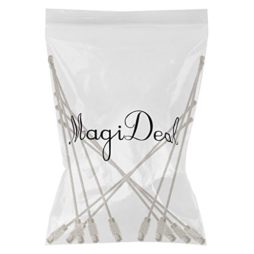 10x Edelstahl-Drahtseil Multifunktionale Männer Schlüsselring Geschenk Silber 35cm – silber, 10cm - 2