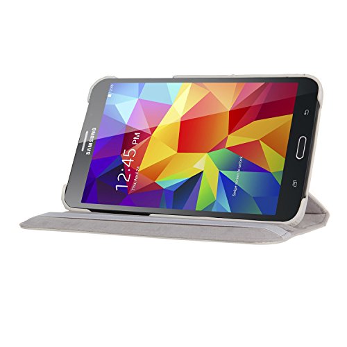 EnGive 360° Drehbares Ledertasche Schutzhülle Leder Tasche Samsung Galaxy Tab 3 7.0 Lite T110 T111 (7 Zoll) Hülle (Samsung Galaxy Tab 3 7.0 Lite, Weiß) - 2