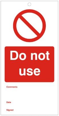 Do Not Use Maintenance Tag 75mm x 150mm - Pack Of 10 Complete With Drill Holes And 10 Cable Ties (MMT.07)