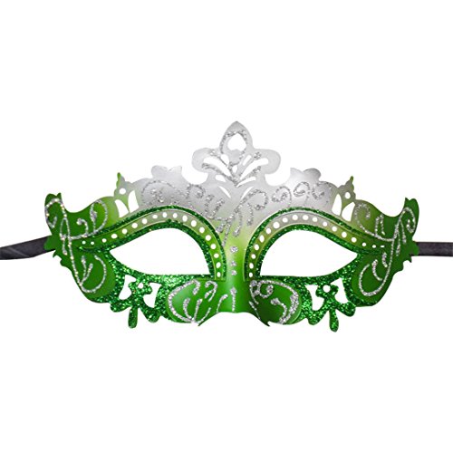 Kranchungel Glittered Mask Masquerade Half Face Mask Props Mardi Gras Party Patriotic Carnival Decoration Costume Green