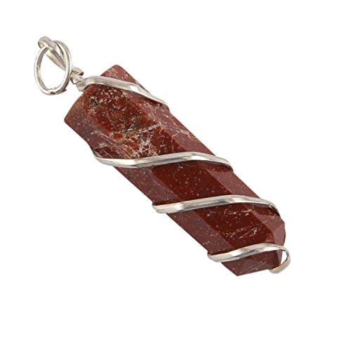 Aatm Chakra Healing Red Jasper Wired Pencil Pointed Pendant for Strength And Meditation