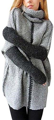 Arrowhunt Women's Cowl Neck Long Sleeve Pullover Knit Crochet Sweater