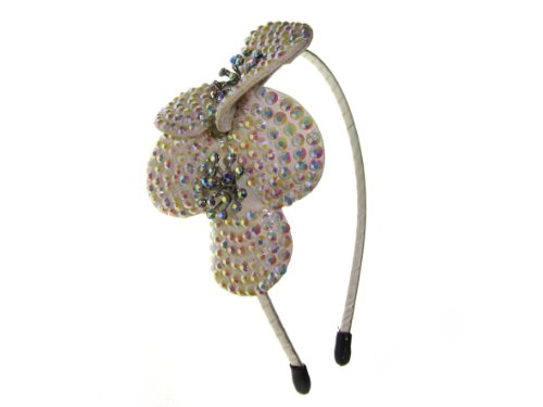 Johnny Loves Rosie Double Flower Sparkle Headband Cream