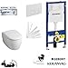 Produktbild Geberit Duofix Vorwandelement, KERAMAG ICON WC Spülrandlos Komplettset + Deckel Absenkautomatik, Keratect Beschichtung, Schallschutz, Drückerplatte weiss Eckig