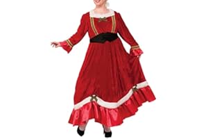 FeMereina Mrs. Claus Costume for Women Adult Christmas Plus Size Dress with Bonnet Apron Christmas Fancy Dress Outfits