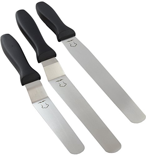 Chefarone Winkelpalette Set mit XL Streichpalette und zwei Winkelpaletten – Leichtes Dekorieren im Handumdrehen – Tortenzubehör aus Edelstahl zum Backen für Fondant und Kuchen