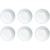Luminarc Set of 6 Trianon Opal Glass Soup Plates 22.5 cm | White, Opal Glass, Round Format, Gloss Finish, 22.5 cm, 6 Pieces,