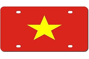 Higoss Marco de matrícula de la bandera de Vietnam, placa de matrícula frontal de metal de aluminio para automóvil, marco decorativo de cubierta de matrícula de 6 x 12 pulgadas