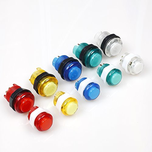 EG STARTS 1 jugador USB LED Encoder para PC Juegos 8 Way Stick Controllers   10x LED Botones iluminados para Arcade Joystick DIY Kits Partes Mame Raspberry Pi 2 3 Juegos Blanco