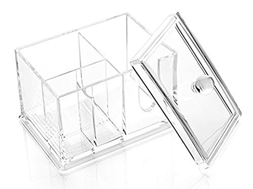 Zindoo Kosmetik Aufbewahrung Organizer Wattestäbchen Acryl Behälter Halter Box 4 Abteile - 6