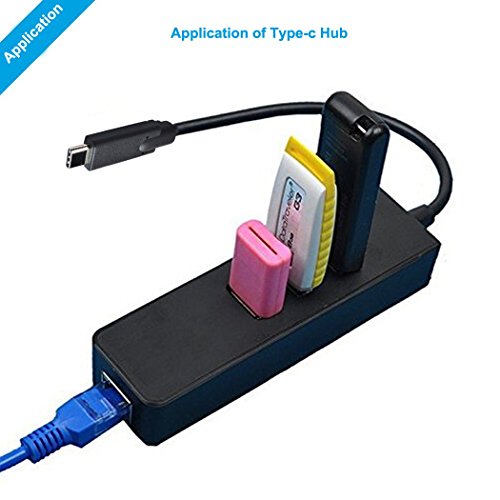 Mini-USB-C 3.1 Typ C-Hub mit drei USB 3.0 Ports RJ45 LAN-Ethernet-Netzwerk-Port-Max 1000 Mbps BSR International - 4