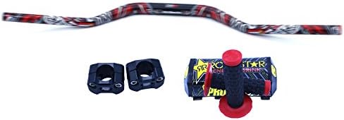JHMOTO 1/8" Fat Bar 28MM Handlebars+Grip+Bar Clamps+Bar Pad Motorcycle Motocross Pit Dirt Bike Husaberg KTM CRF YZF KLX RMZ ATV Quad black