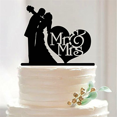 Heshifeng Mr & Mrs Tortenaufsatz, Hochzeitspaar, personalisierbar, aus Acryl, Kuchendekoration, Herr und Frau