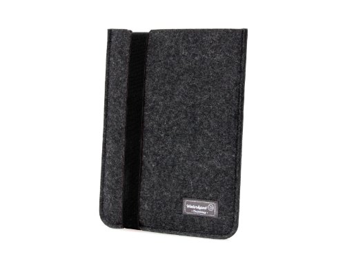 Waterkant Deichkönig Strap Wollfilz Tasche für iPad Pro, Sleeve in Grau mit schwarzem Gummiband - 2