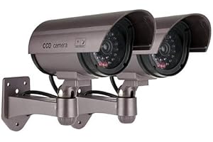 Kabalo 2 x Réaliste Caméra Factice Fausse sans fil, Faux réaliste caméra factice de sécurité CCTV LED rouge clignotante intérieure extérieure Argent [2 x Realistic Fake Dummy CCTV Security Camera Flashing Red LED Indoor Outdoor Silver]