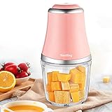 Nestling Hachoir Electrique Viande avec Bol en verre 600 ML, Hachoir Viande 280W avec 3 Lames pour hacer Viande, Oignon, Herbes, Fruit Sec et Nourriture pour bébé