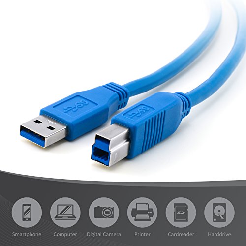 CSL – 3m USB 3.0 Super Speed Verbindungskabel / Datenkabel | USB Kabel A-Stecker zu B-Stecker | bis zu 5 Gbit/s | mehrfach geschirmt | PC & MAC | 3.0 Meter - 4