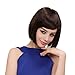 Bigood Smooth Sweet Bob hairstyle Inclined bang Dark Buckle brown Wig 32cm