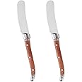 ARFUKA Butter Knife Stainless Steel Butter Spreader Knife Cheese and Butter Spreader with Wooden Handle for Butter Cheese Cake Jam Dessert Pack of 2