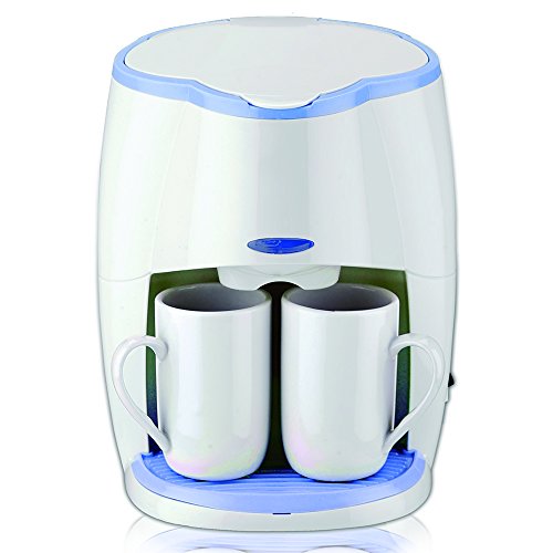 SAPIR SP-1170-L Elektrische Kaffeemaschine mit 2 Porzellan-Tassen, 450 W, weiß / blau