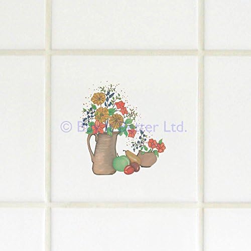 Tile Transfers Water Slide Decal Inset Farm House Jug Fruit and Flowers 5 Pack