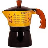 FIZLOZ Premium Aluminum Cappuccino Coffee Maker Moka Pot with Heat Resistant Handle for Home Brewing Kitchen Use(Can Make 3 Cups)