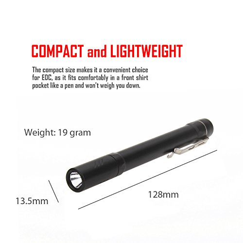 GranVela A3 Pen Light 380 Lumen CREE LED Taschenlampe, IPX-8 Wasserdicht, Taschen-Größe Taschenlampe für eine Vielzahl von Anwendungen mit 3 Licht-Modi und zwei AAA-Batterien enthalten - 5