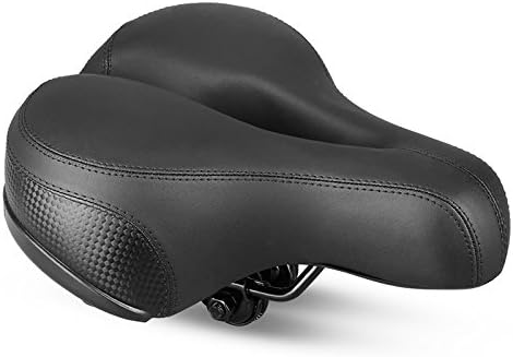 YAFEE Shockproof Comfortable Big Bum Sprung Bike Saddle Soft Thick Comfort Broad Bike Cushion with Rear Reflector for Mountain Road City Bike Cycling (Black)