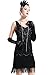 Produktbild BABEYOND Damen Retro 1920er Stil Flapper Kleider mit Zwei Schichten Troddel V Ausschnitt Great Gatsby Motto Party Kostüm Kleider- Gr. S (Fits 74-84 cm Waist & 92-102 cm Hips), Lavendel Schwarz