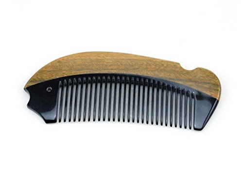 ACME Kamm Holzkamm Taschenkamm aus Grün Sandelholz,handgefertigte Kamm ,12,5 x 4,8cm,Braun - 3