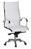 Amstyle Salzburg 1 Chaise de Bureau en Cuir véritable avec accoudoirs et Dossier Bas Blanc Taille XL 120 kg