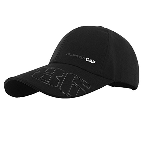 CareforYou Llanura 100% Sombrero Gorra de béisbol algodón Hombres Mujeres Sunbuster Largo Bill Cap Velcro Color sólido Ajustable, Negro